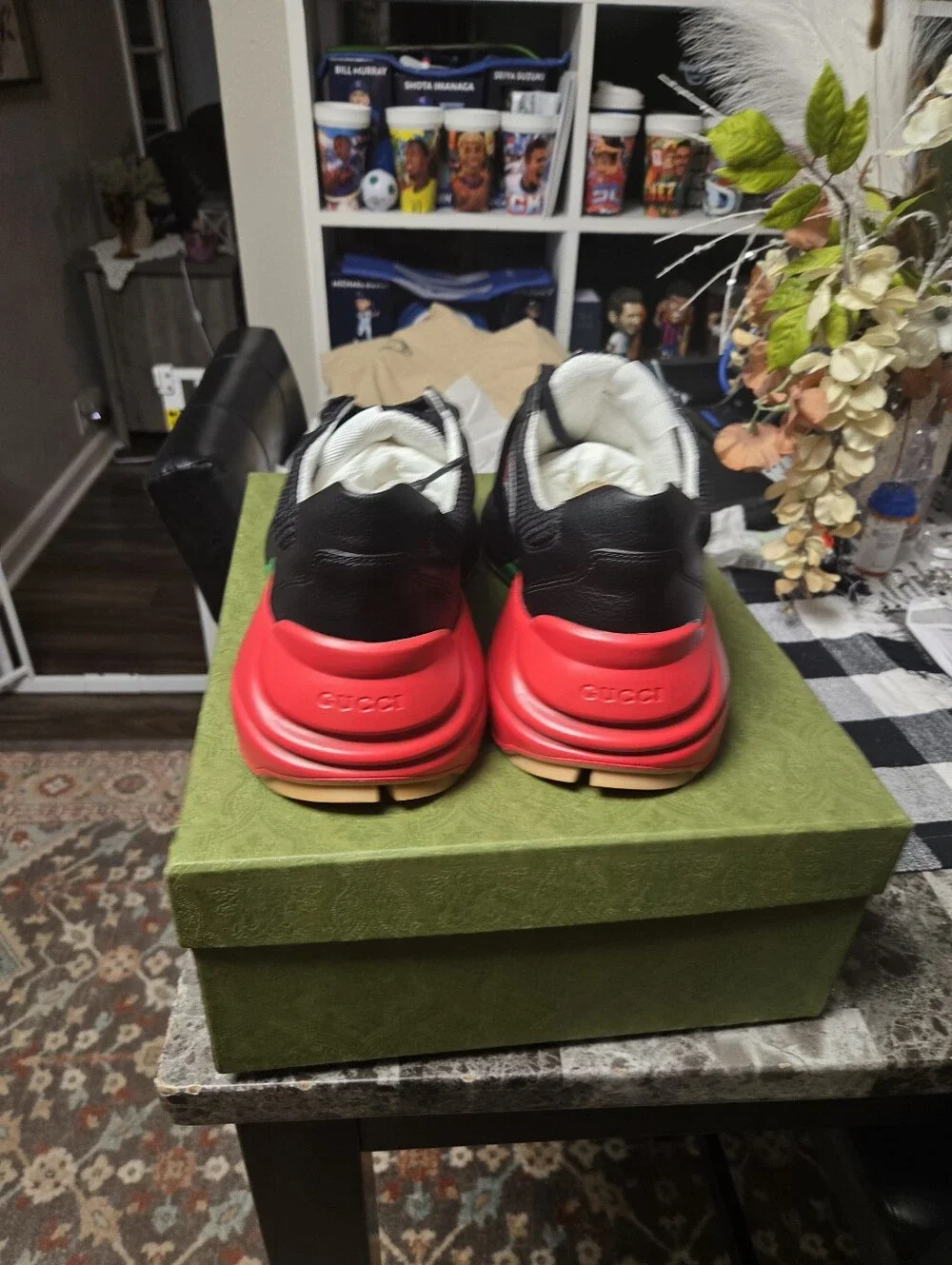 Gucci Black Sneakers with Red & Green Side Stripe